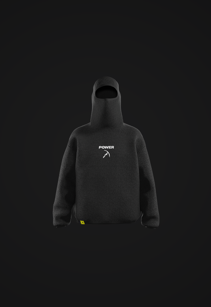 Black Balaclava Hoodie (Sherpa Fleece)